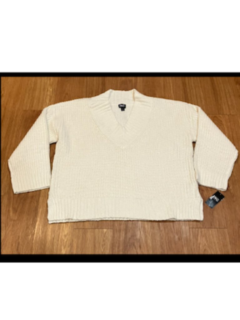 Inc International Concepts Wide V-Neck Tunic Sweater Ribbed Knit Vintage Creamxl